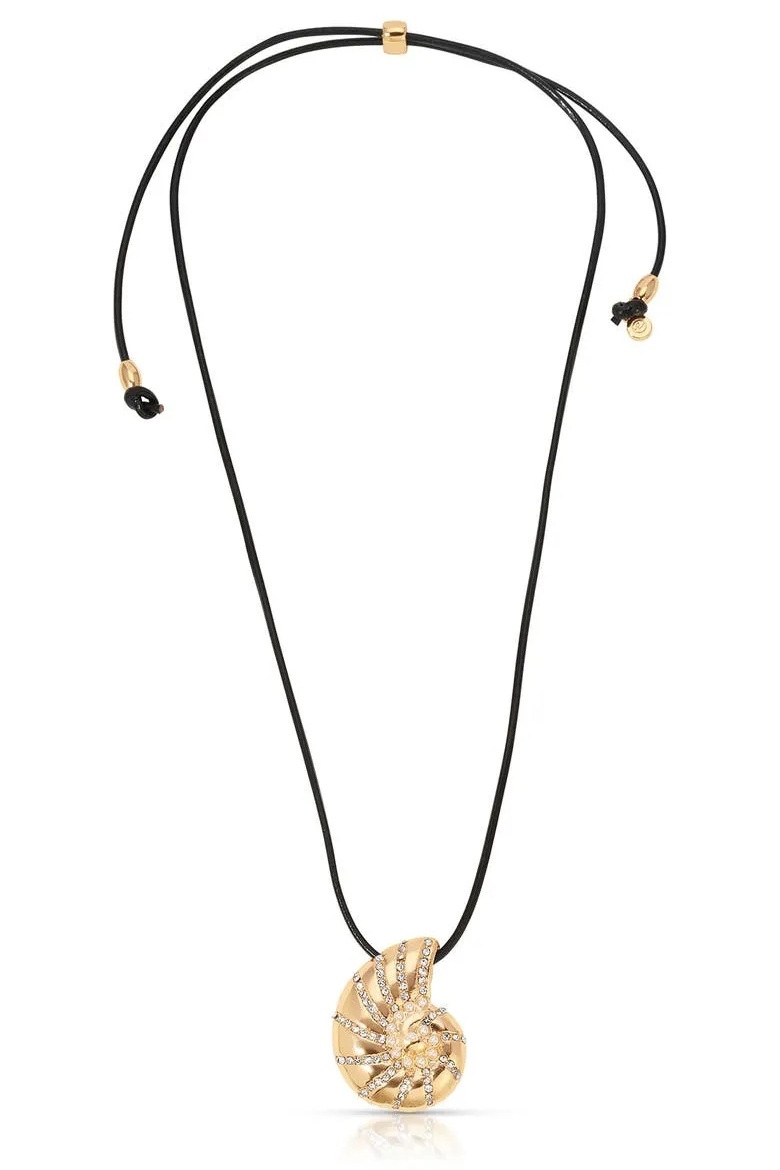 Swirl Shell Pendant Cord Necklace