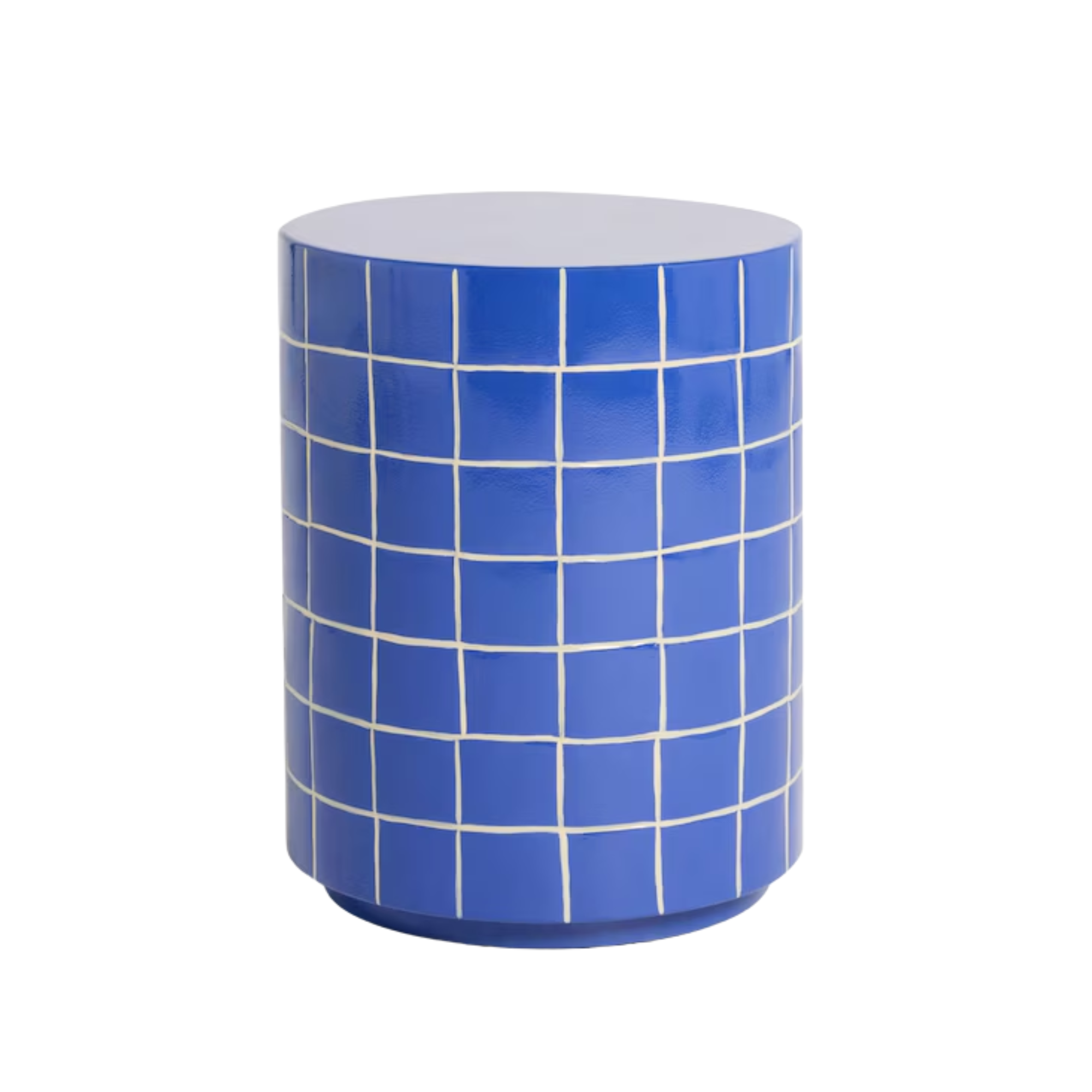 blue tiled side table