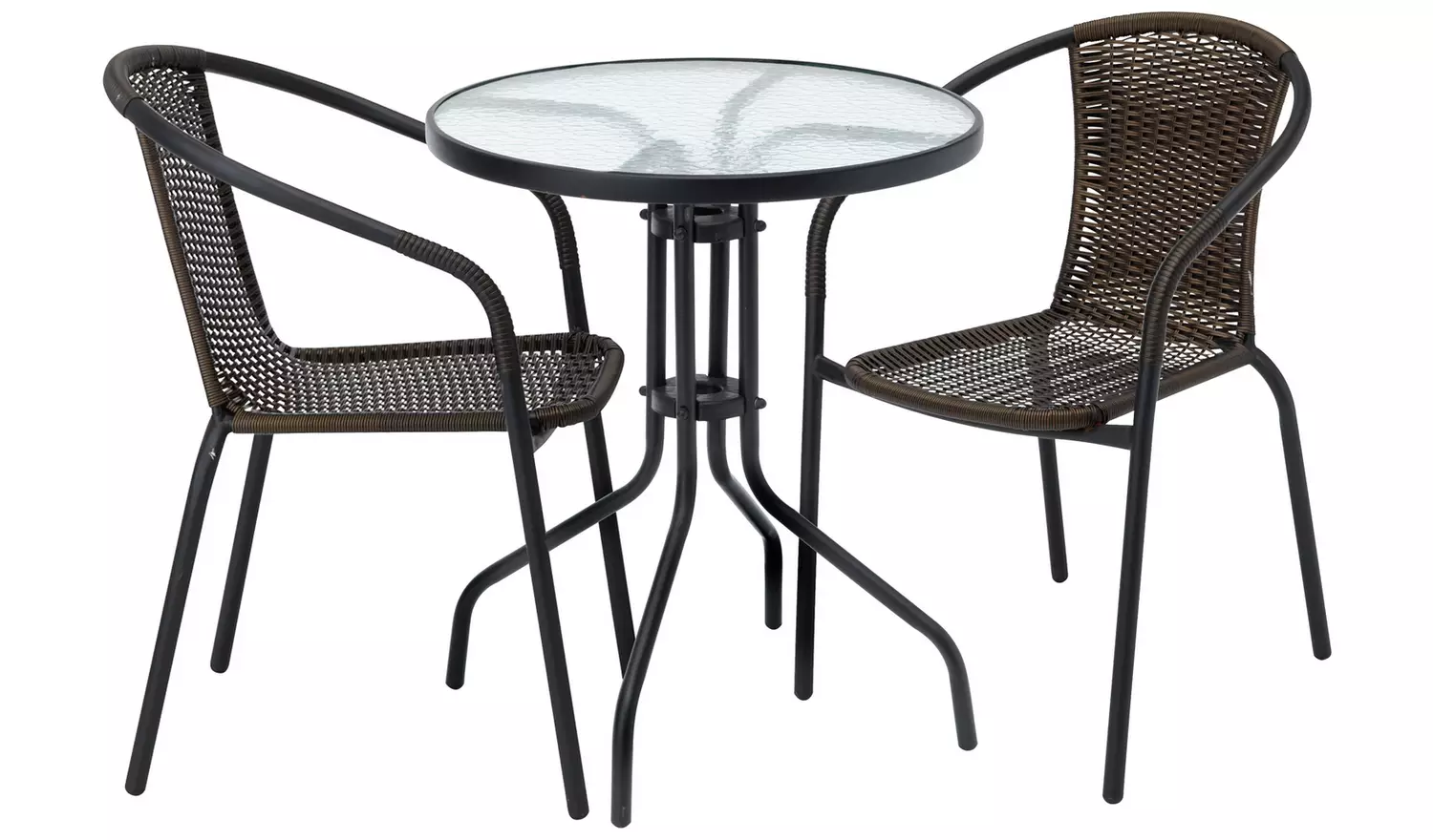 Argos Home, Argos Home 2 Seater Rattan Effect Garden Bistro Set - Brown