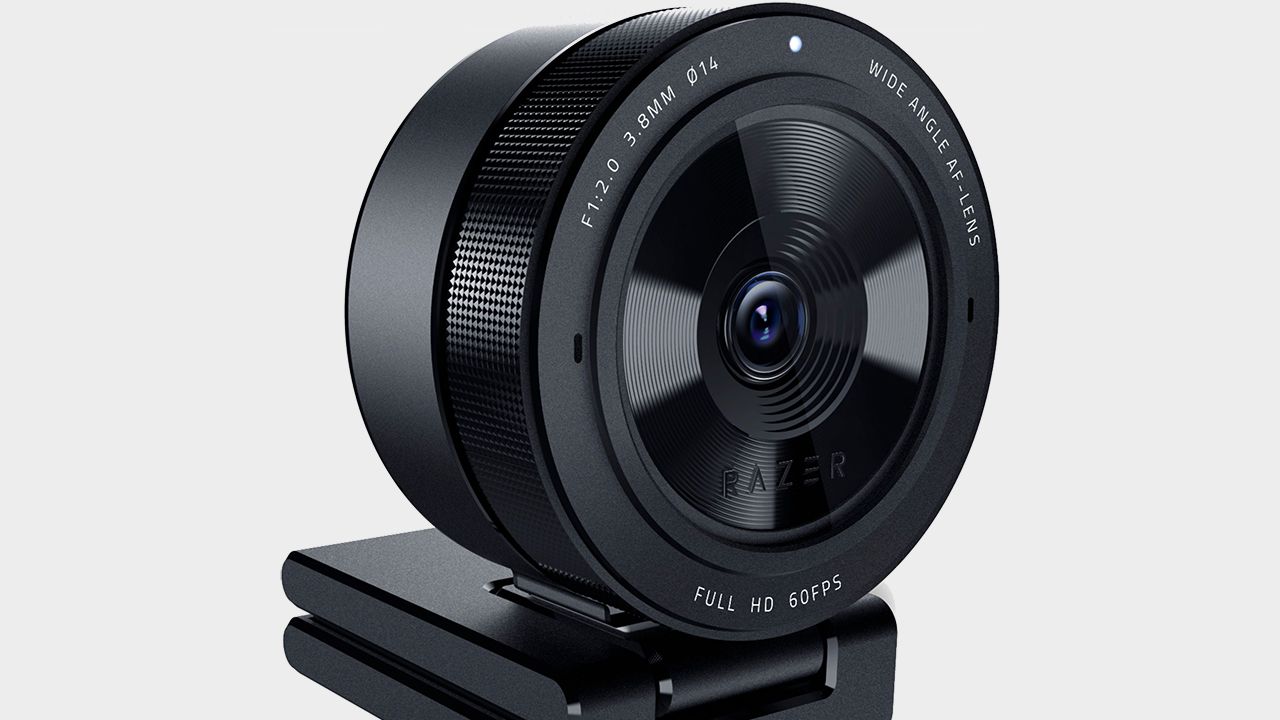 Razer Kiyo Pro webcam pictured from the side.