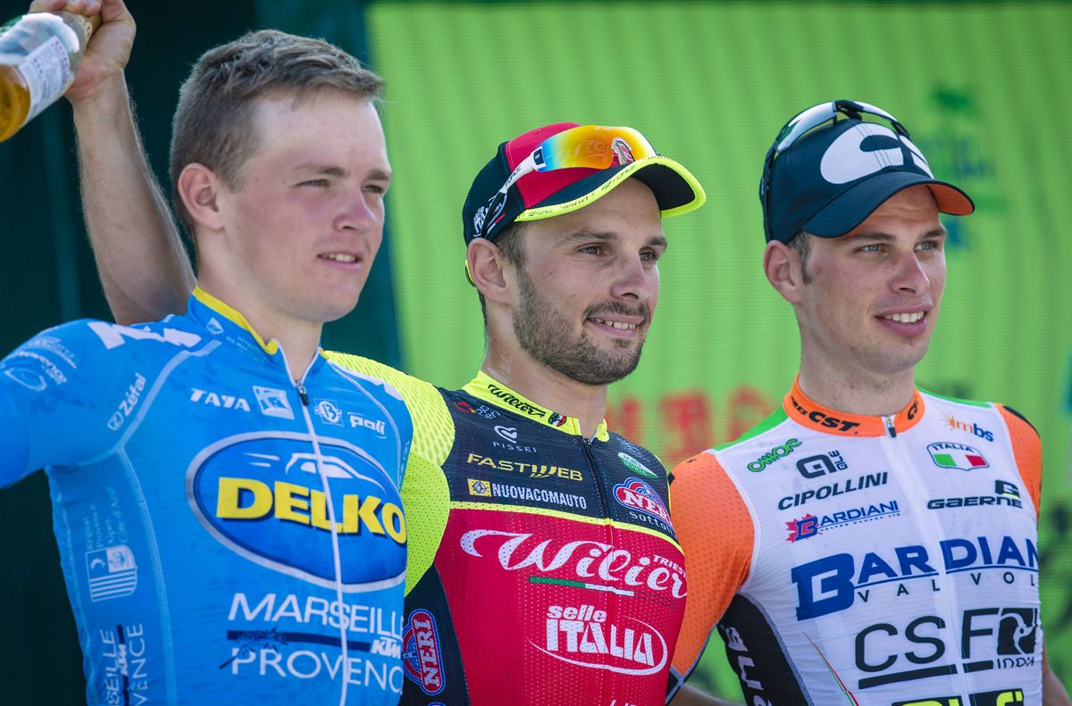 The top three on stage 6 of the Tour of Hainan