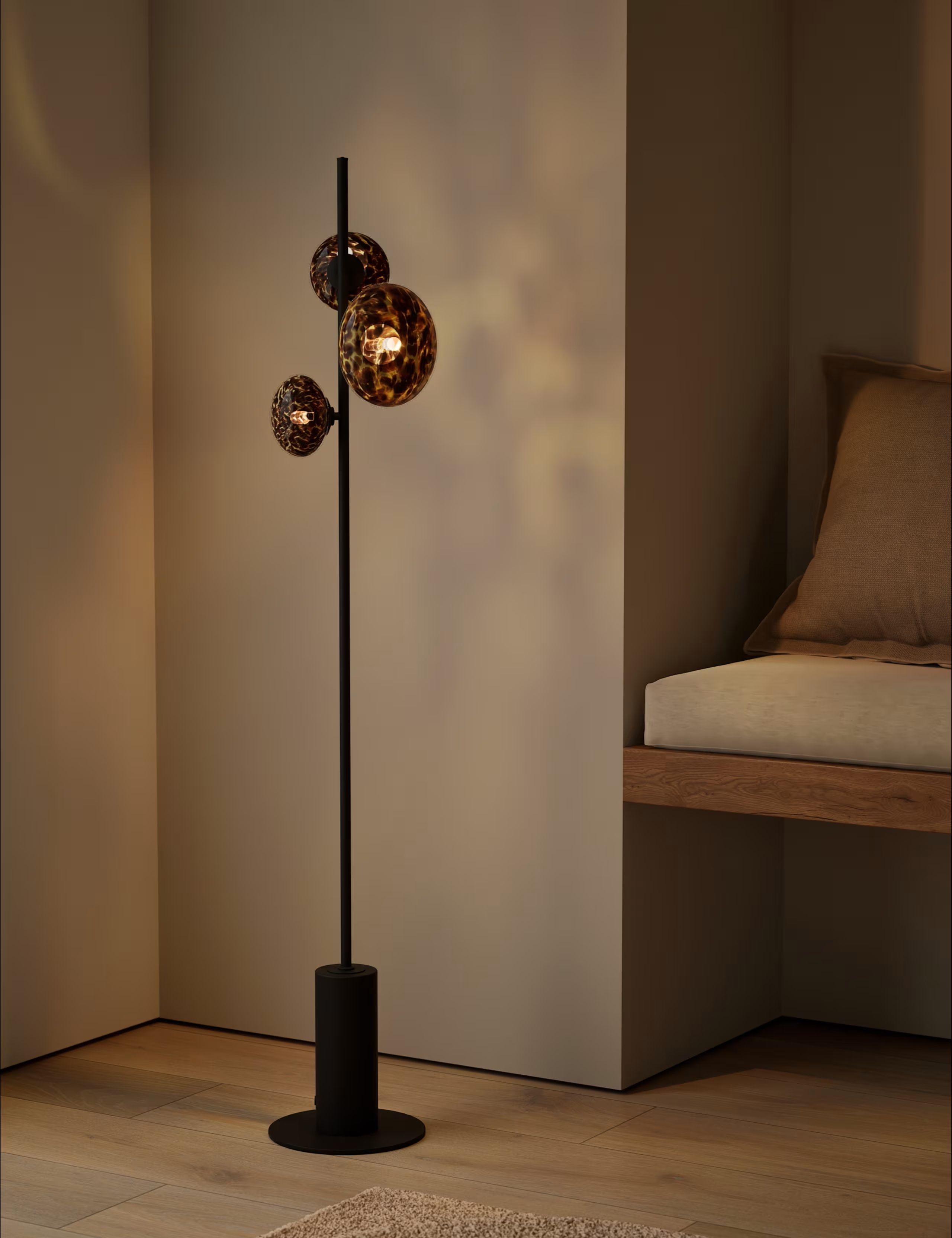 M&amp;amp;S, Rechargeable Tortoiseshell 3 Light Floor Lamp