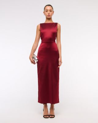 abercrombie, High Neck Satin Sculpt Dress