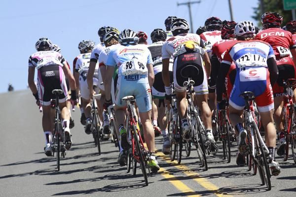 Back of the peloton in the second half of the opening stage.
