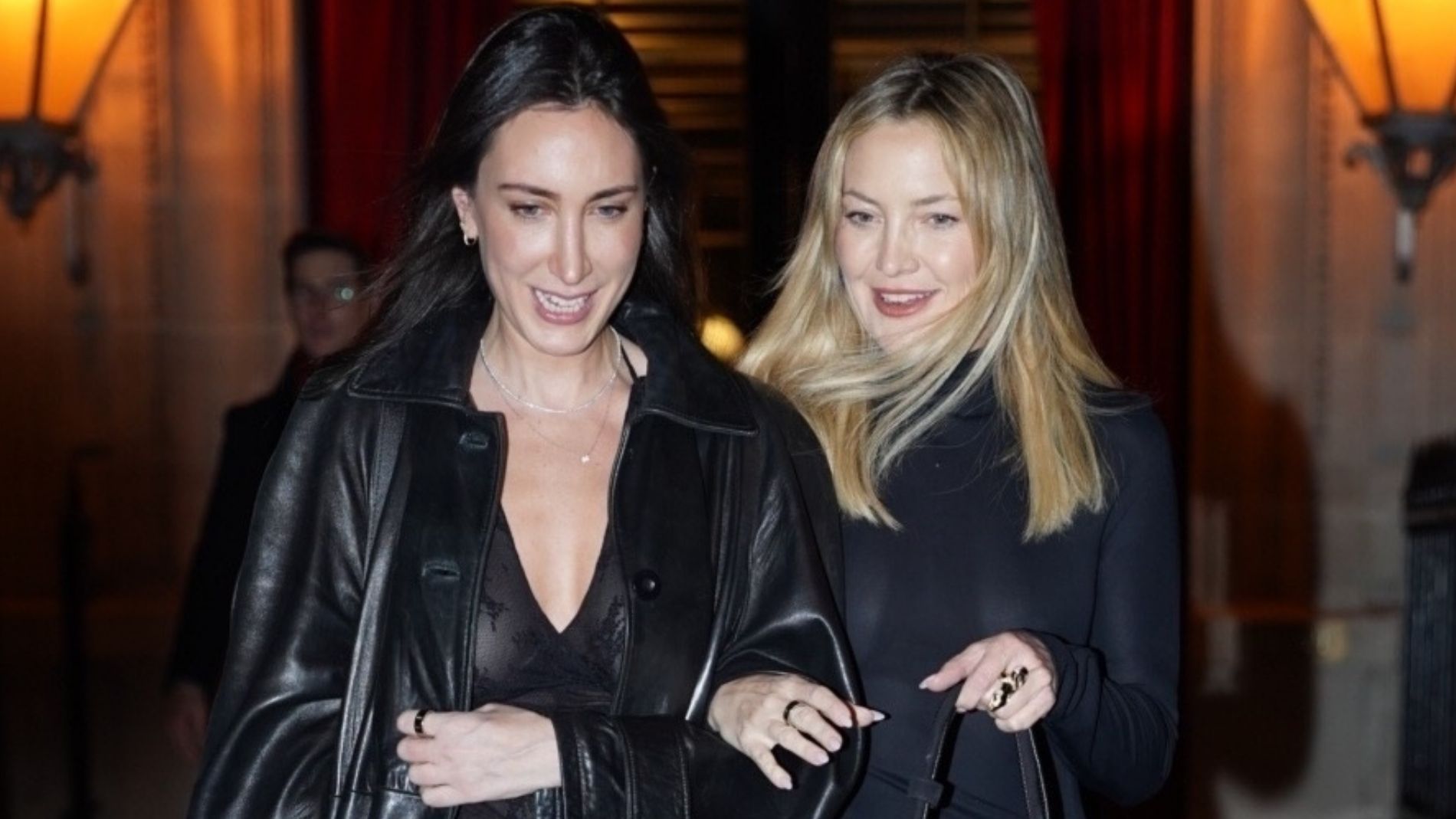 Kate Hudson wears black in Paris