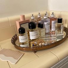 Perfumes atop a vanity