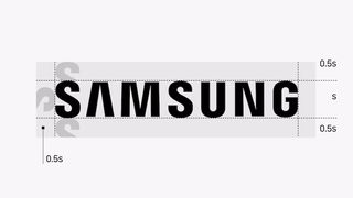 Samsung logo wordmark diagram showing required letter spacing