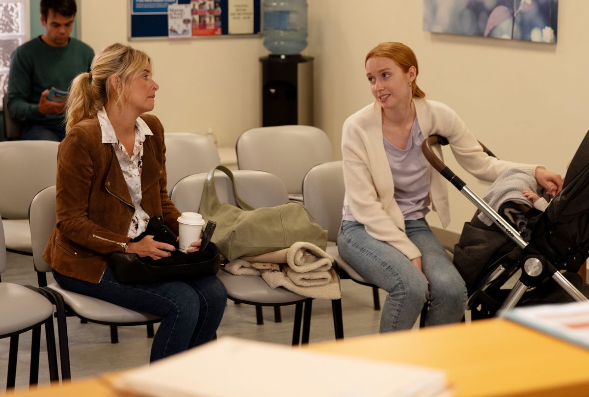 Charity Dingle with Chloe in the hospital. 