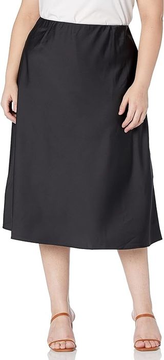 The Drop, The Drop Women's Maya Silky Slip Skirt Skirt, -Black, Xl