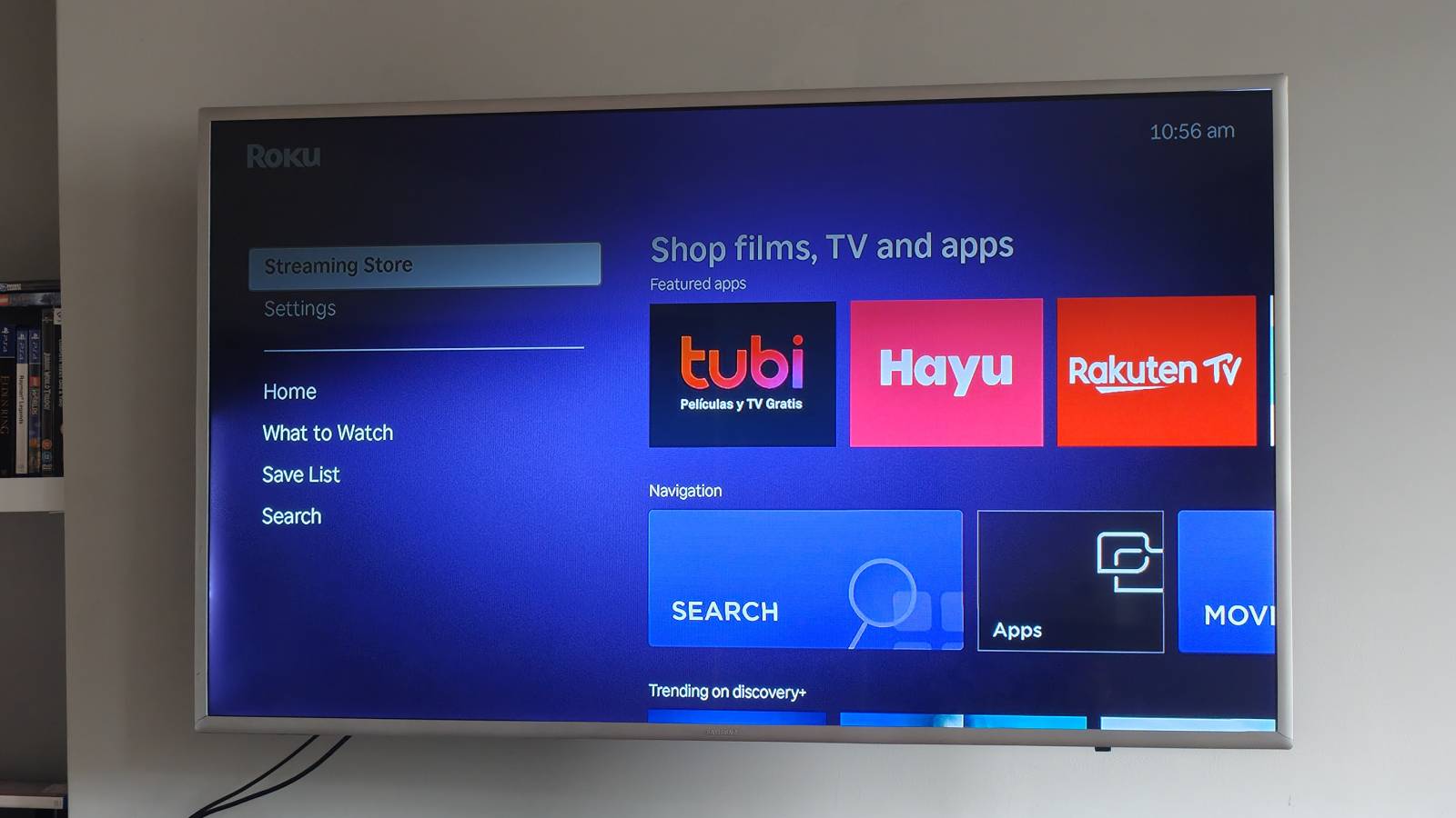 The Roku Streaming Stick main menu for the Streaming Store.