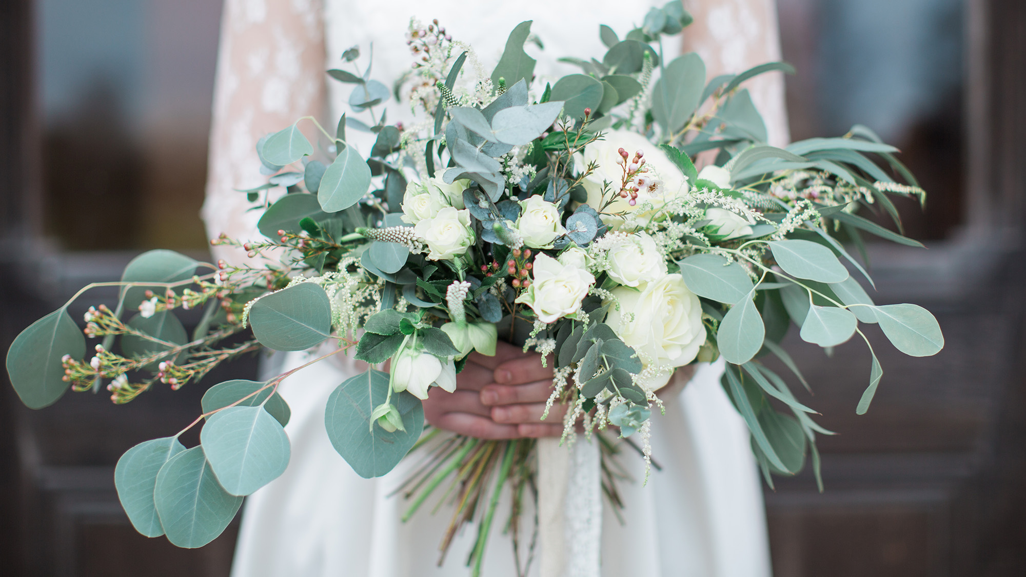 Bridal bouquet with eucalyptus