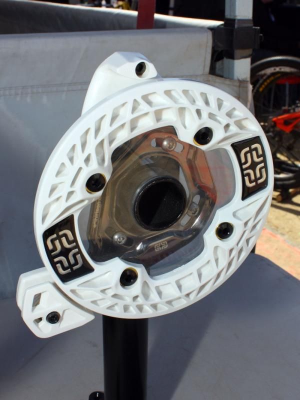 e13's composite bashguard is tough yet light thanks to its hollowed-out design.