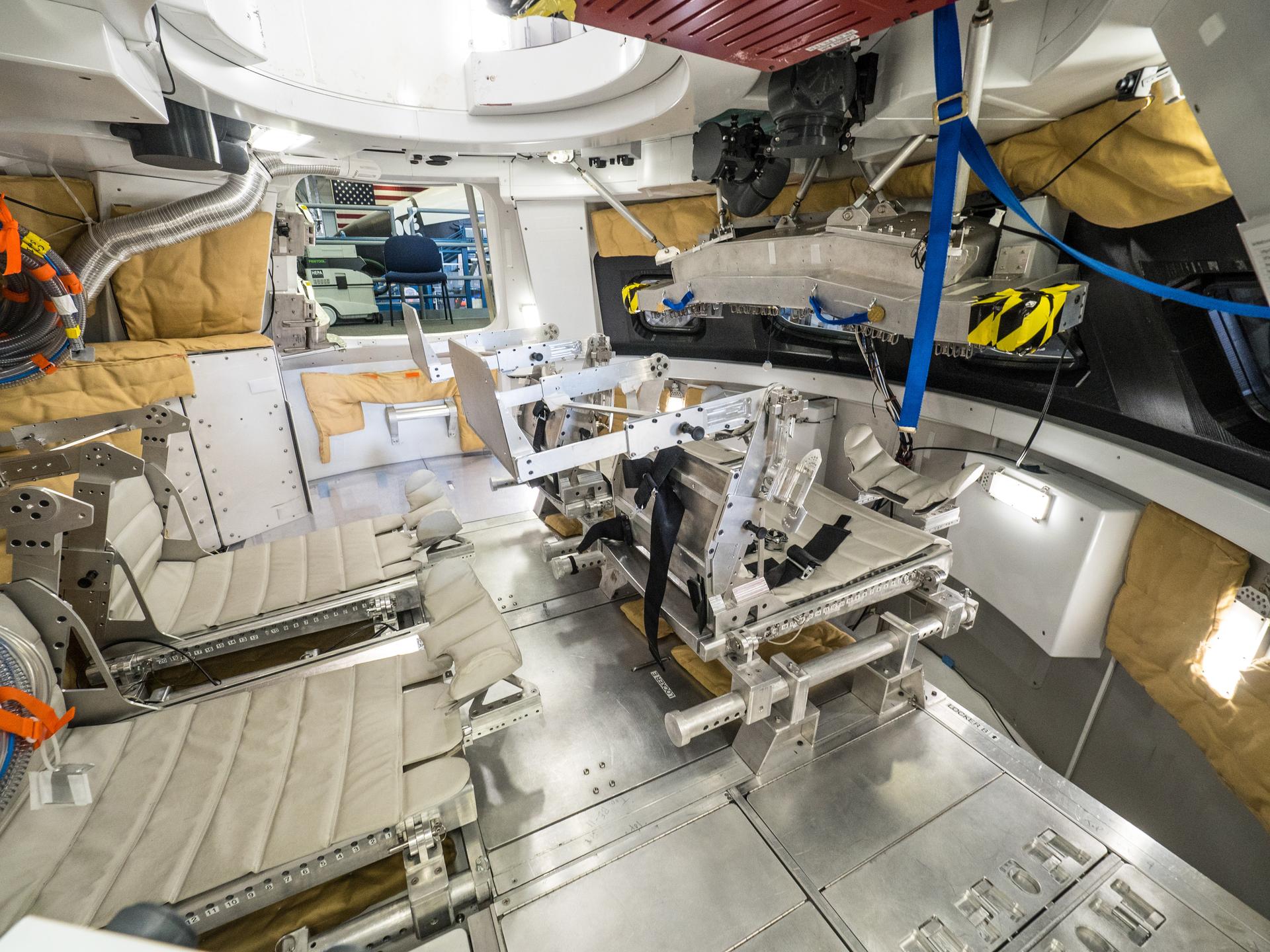 The interior of a four-seater narrow-cone spaceship
