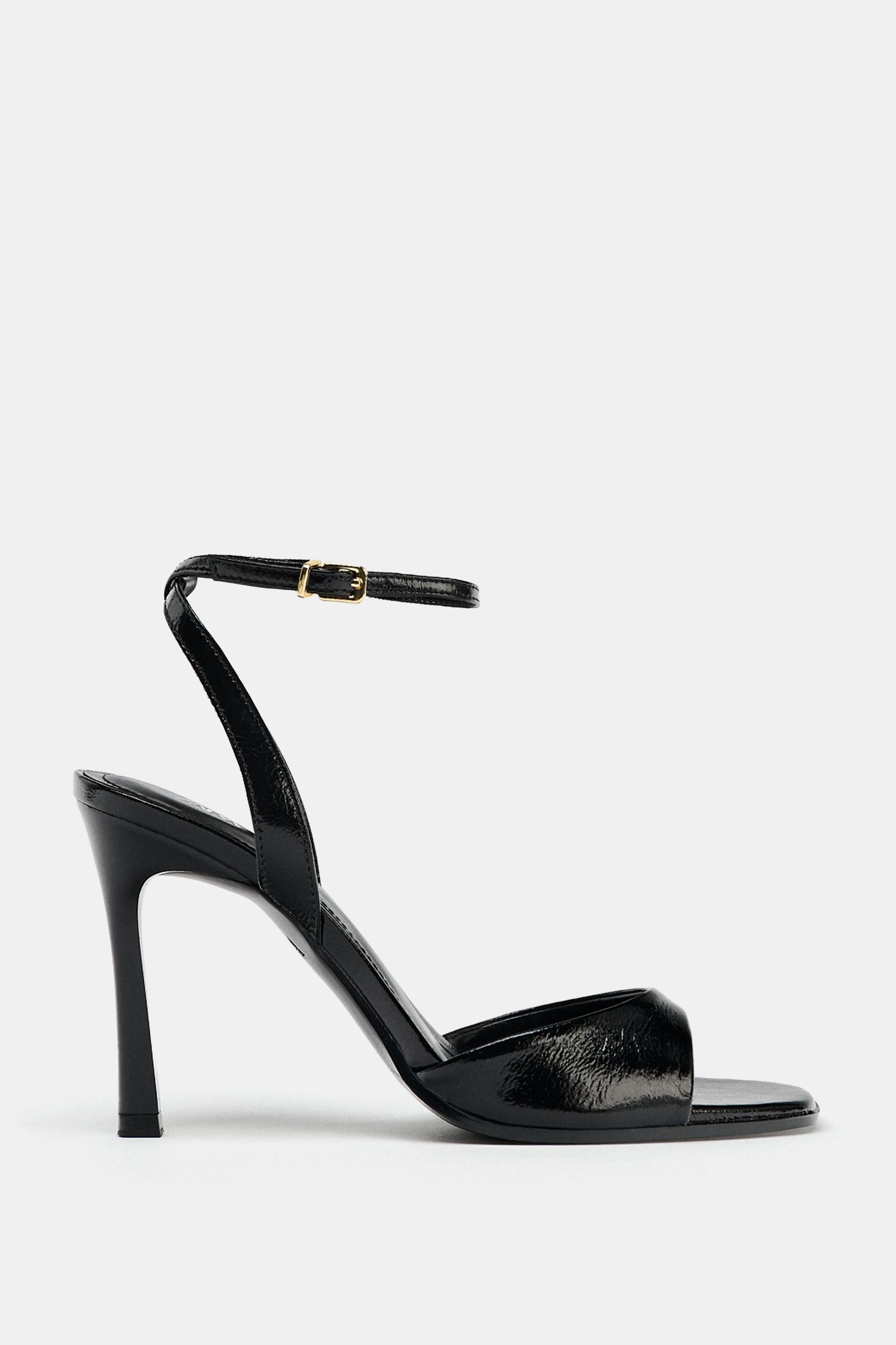 Patent Effect Heeled Sandals