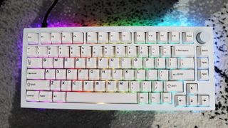 The Drop Sense75 mechanical keyboard with RGB lighting enabled