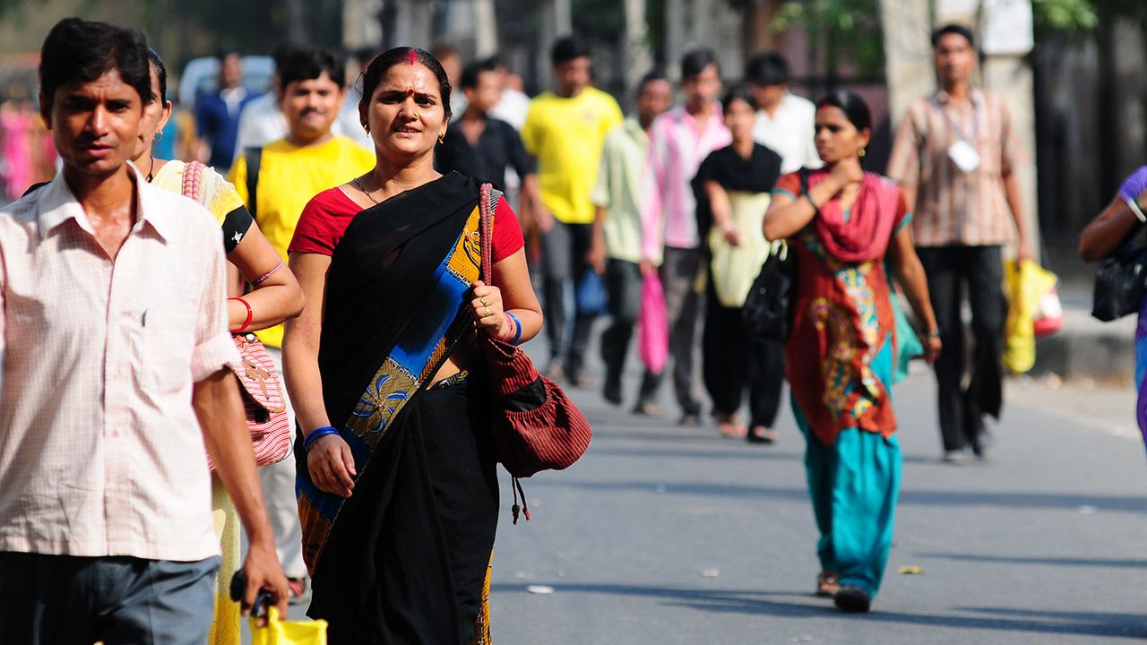 People on a street in India 