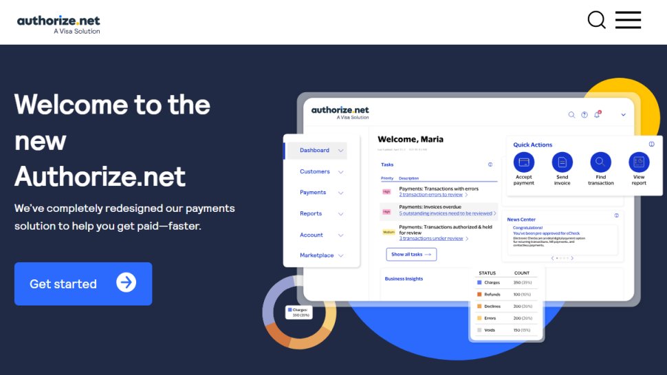 Website screenshot of Authorize.net (March, 2026)