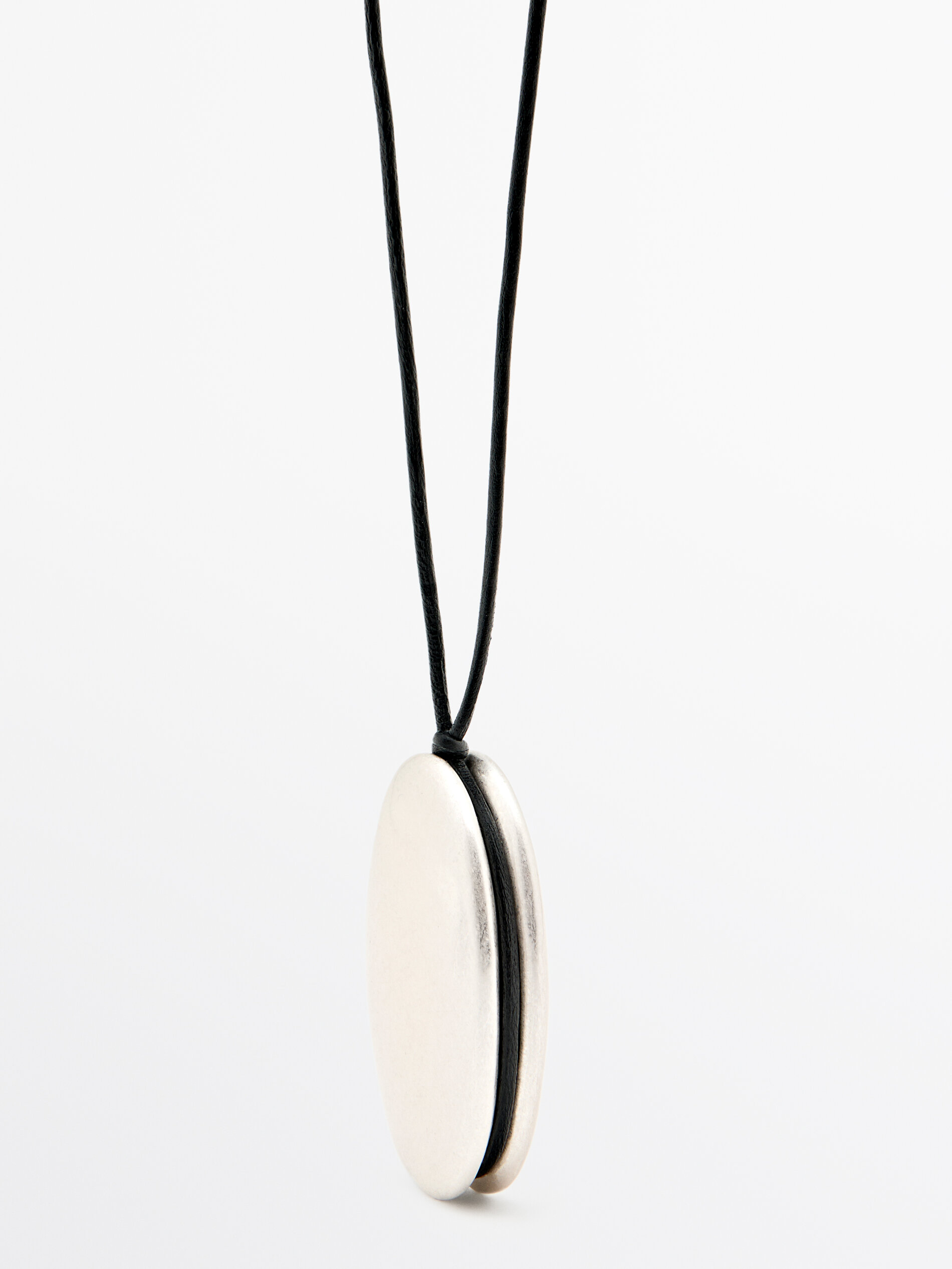 Leather Cord Necklace With Metal Piece