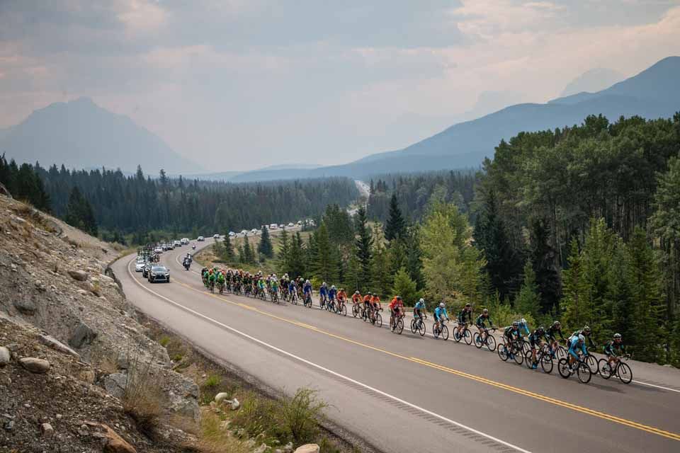 The peloton on the opening day of the Tour of Alberta.