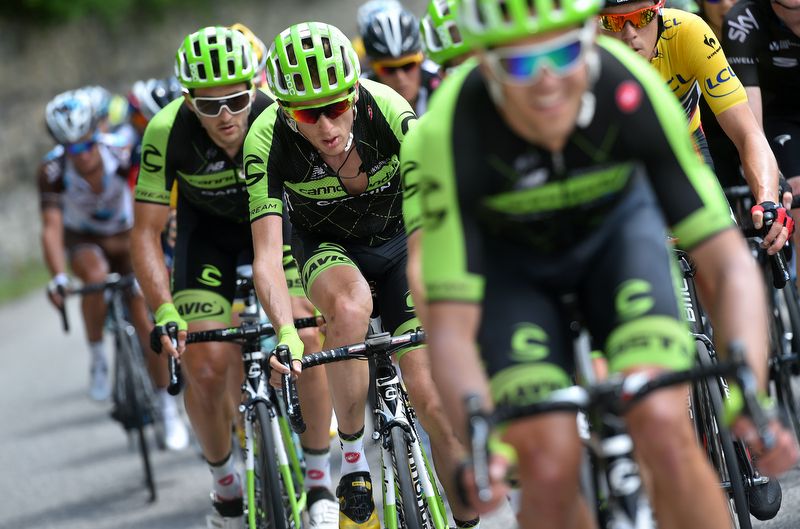 Daniel Martin in the middle of a Cannondale-Garmin sandwich