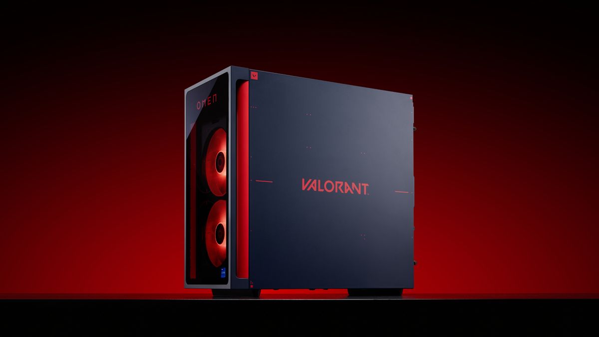 Image of the HP OMEN 35L VALORANT Limited Edition pre-built desktop gaming PC.