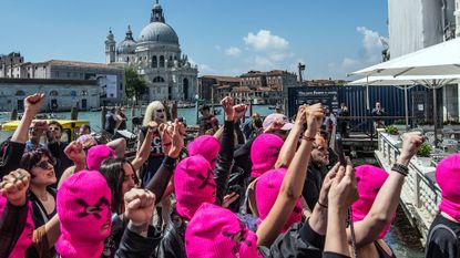 The protest group Pussy Riot targets the Russia pavilion at the Venice Biennale