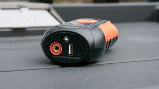 Closeup of ports on the Lisen Portable Tire Inflator.