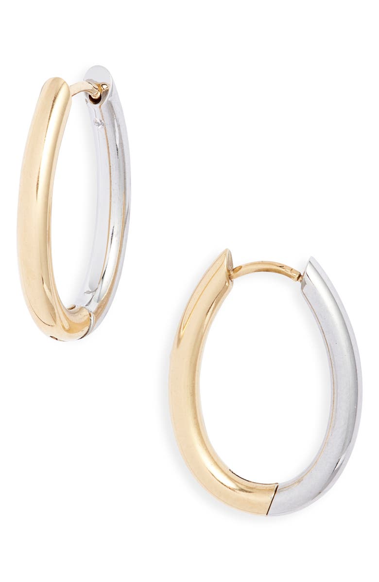 Waterproof Two-Tone Oval Hoop Earrings