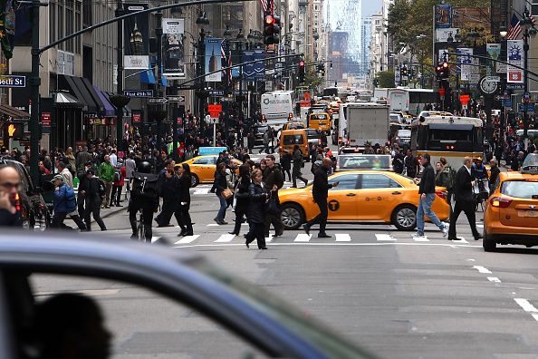 A busy New York City street.