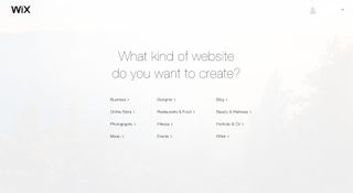 Wix's questions at the start of the site creation process