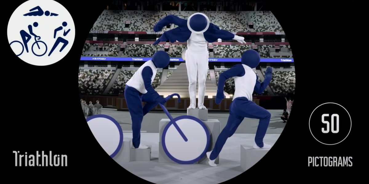 The pictogram performers at the Open Ceremony