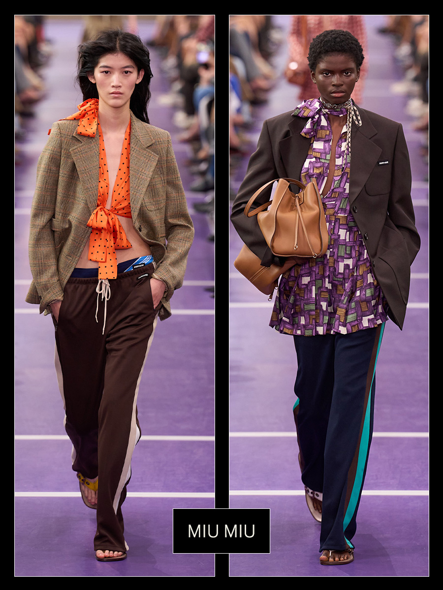 Miu Miu S/S 27 models on the runway.