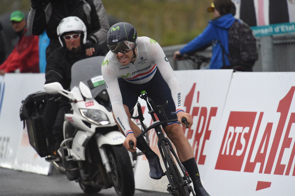 Alex Dowsett (Movistar) during the Tour de Romandie prologue