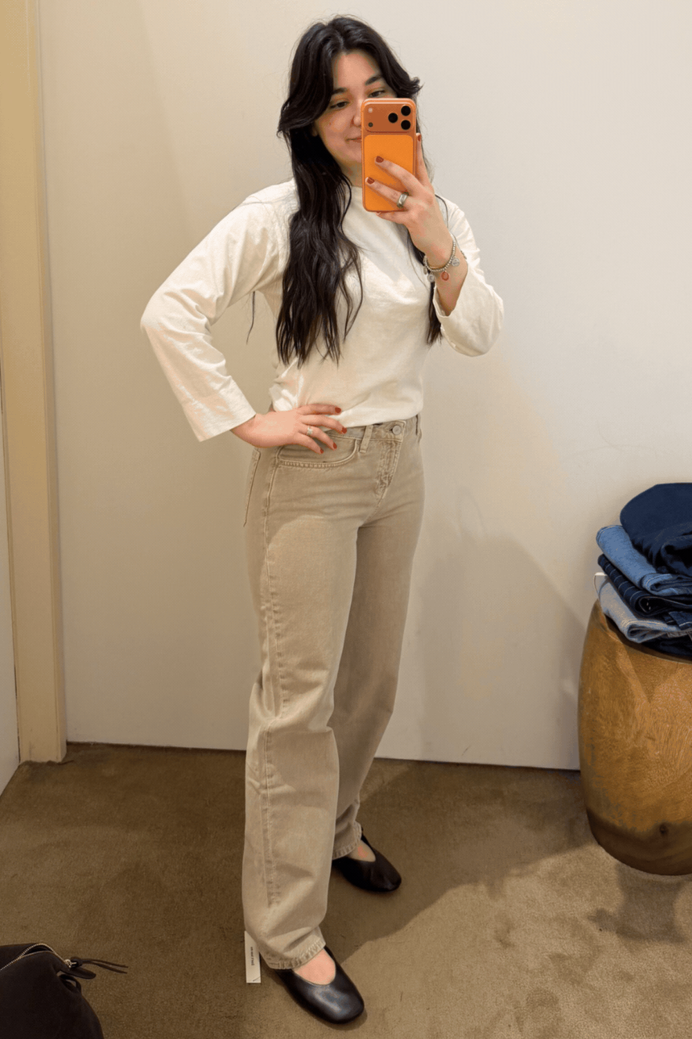 Sofia Piza Reformation denim try on