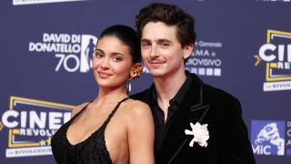 Timothée Chalamet and Kylie Jenner on the red carpet during the 70th David Di Donatello at Cinecittà Studios on May 07, 2025 in Rome, Italy.