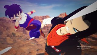 Gohan kicking Android 17 in the face during Dragon Ball: Sparking Zero.