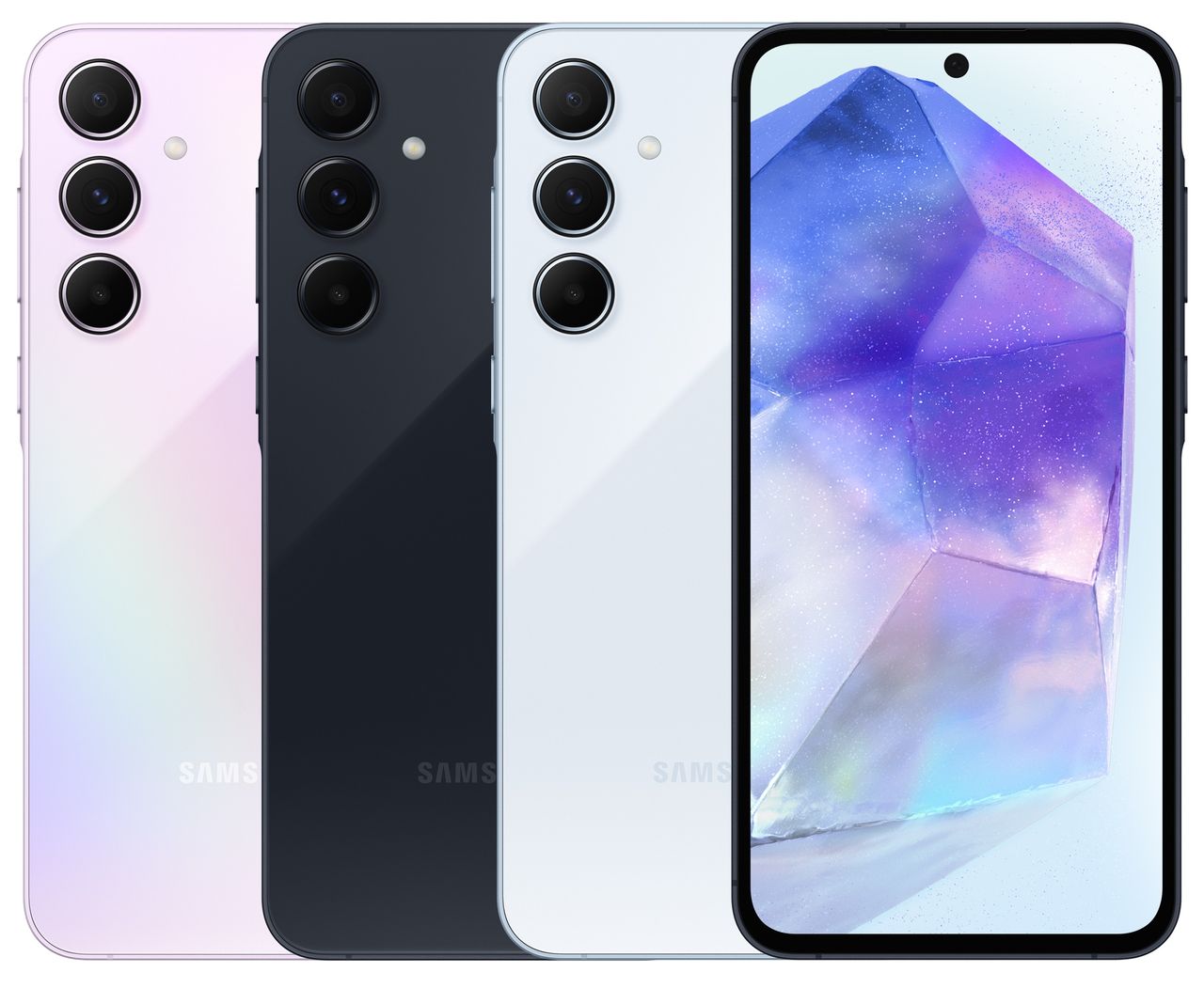 Galaxy A35 and A55 renders showing the front and back