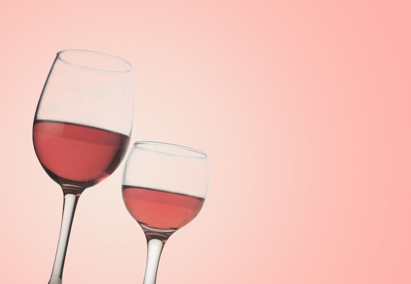 Two wine glasses, of different sizes