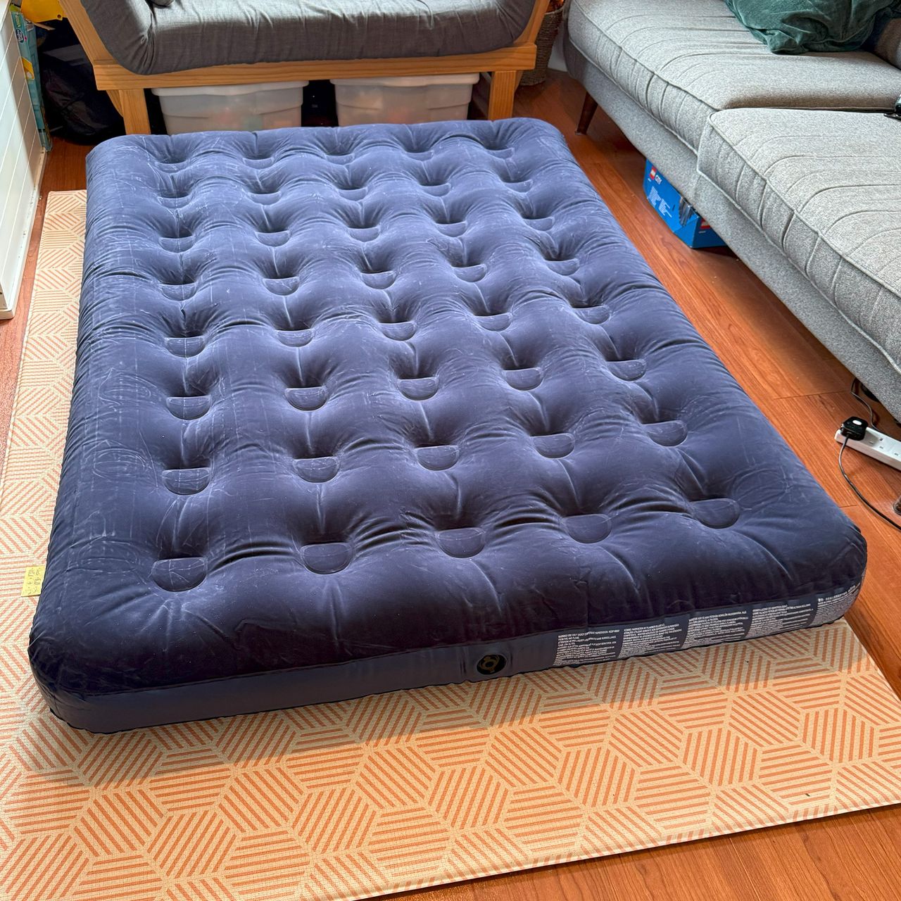 The Bestway Flocked Airbed with Mains Pump being tested