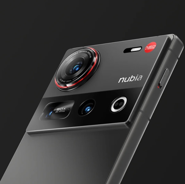 The Nubia Z70 Ultra's rear panel, showing its large primary lens and a visor containing two additional sensors.