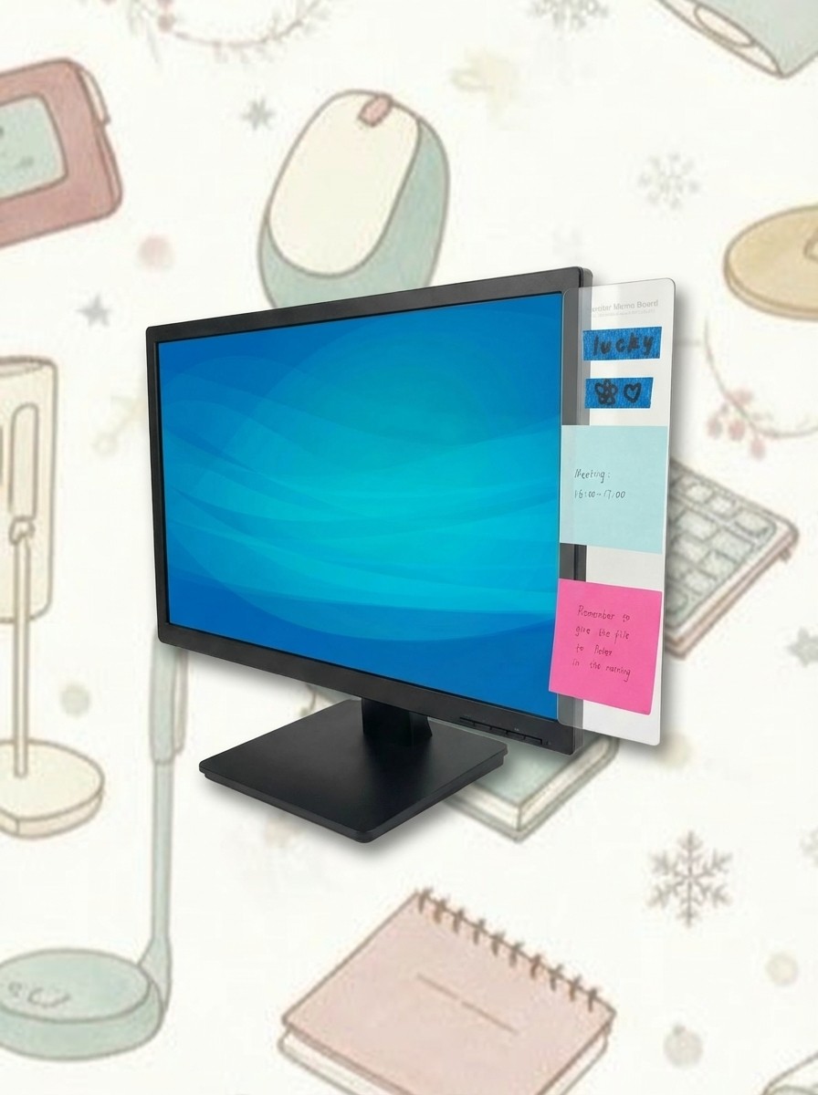 Mdozq 2-Piece Computer Monitor Memo Board Sticky Note Holder