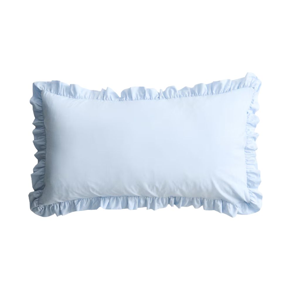Blue ruffle trim cushion
