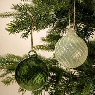 Pine Green & White Mint Assorted Bauble Sets (set of 12)