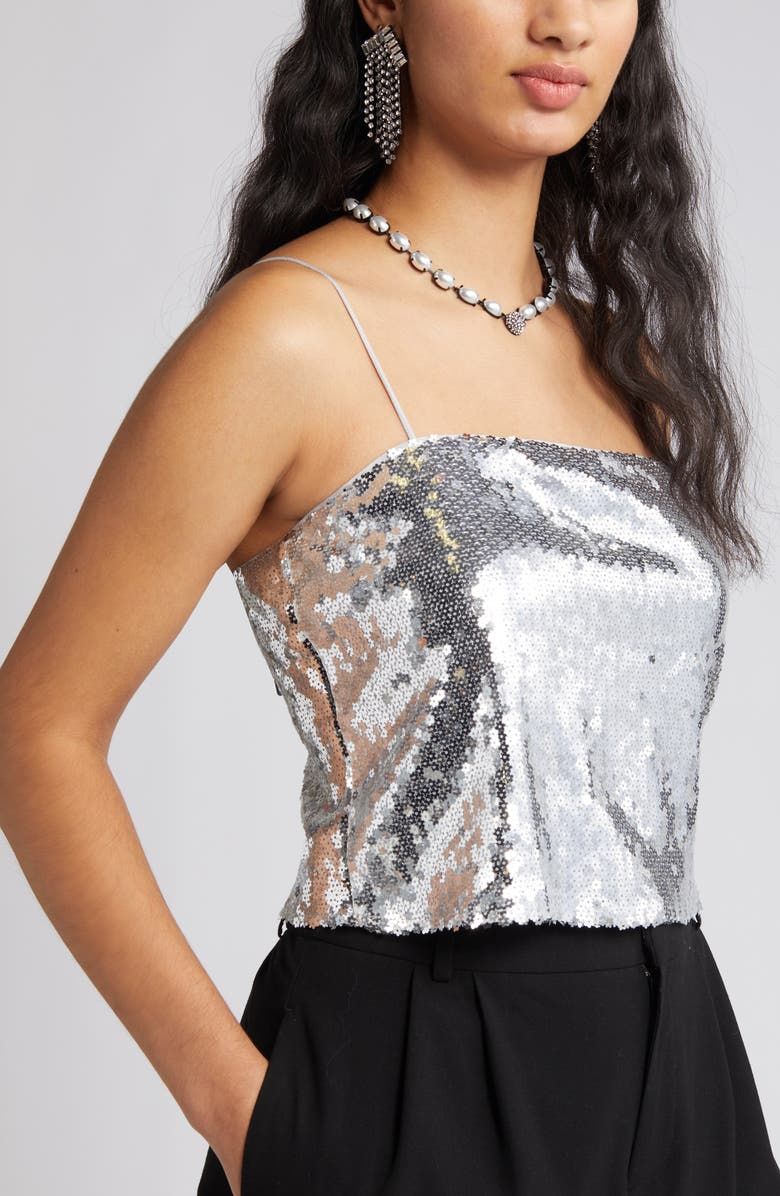 Flower Sequin Crop Camisole