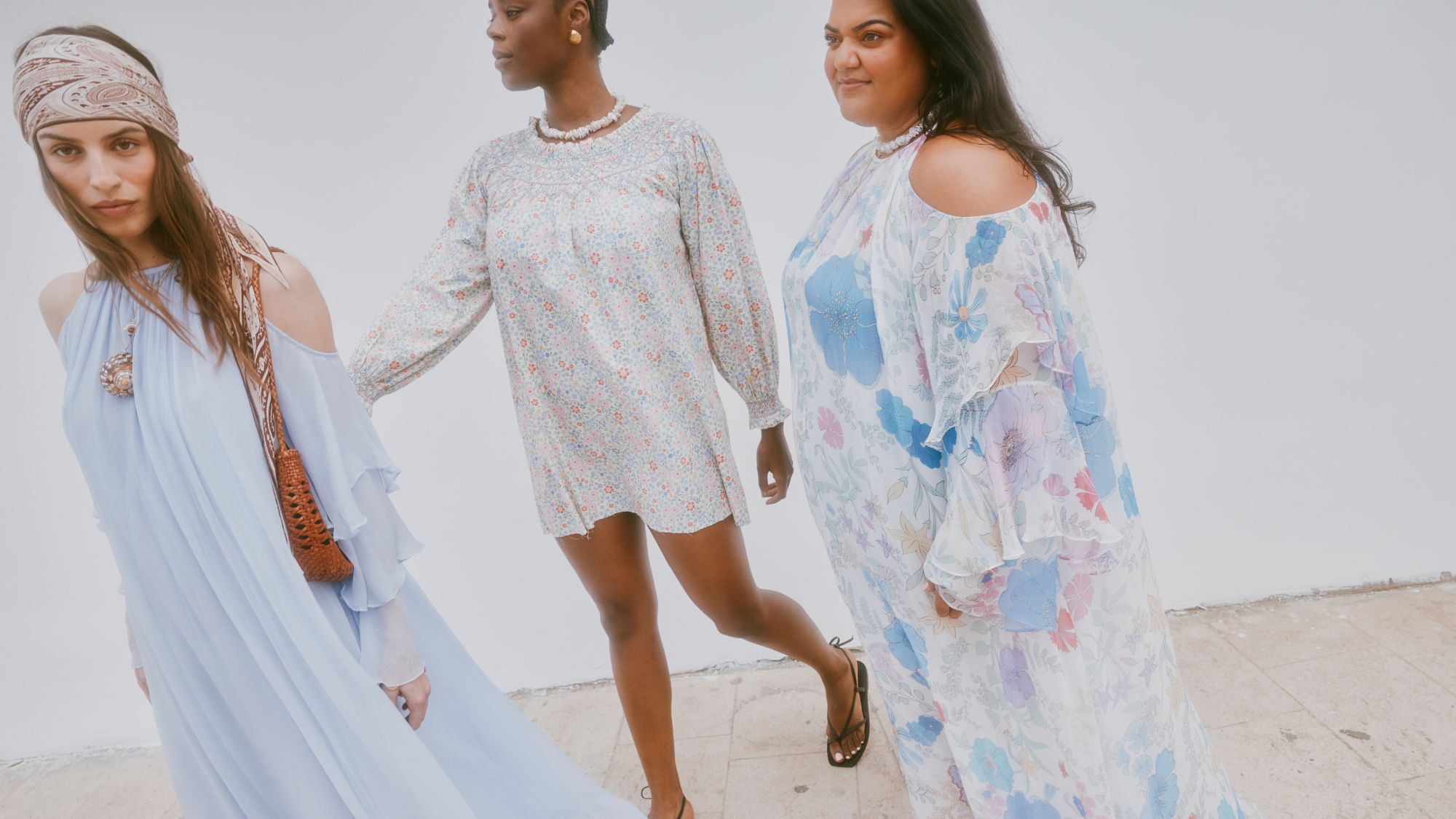 models wearing the rixo x billie bhatia collection