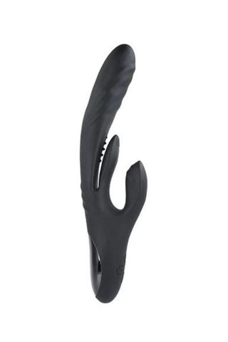 black rabbit vibrator with additional flutter arm