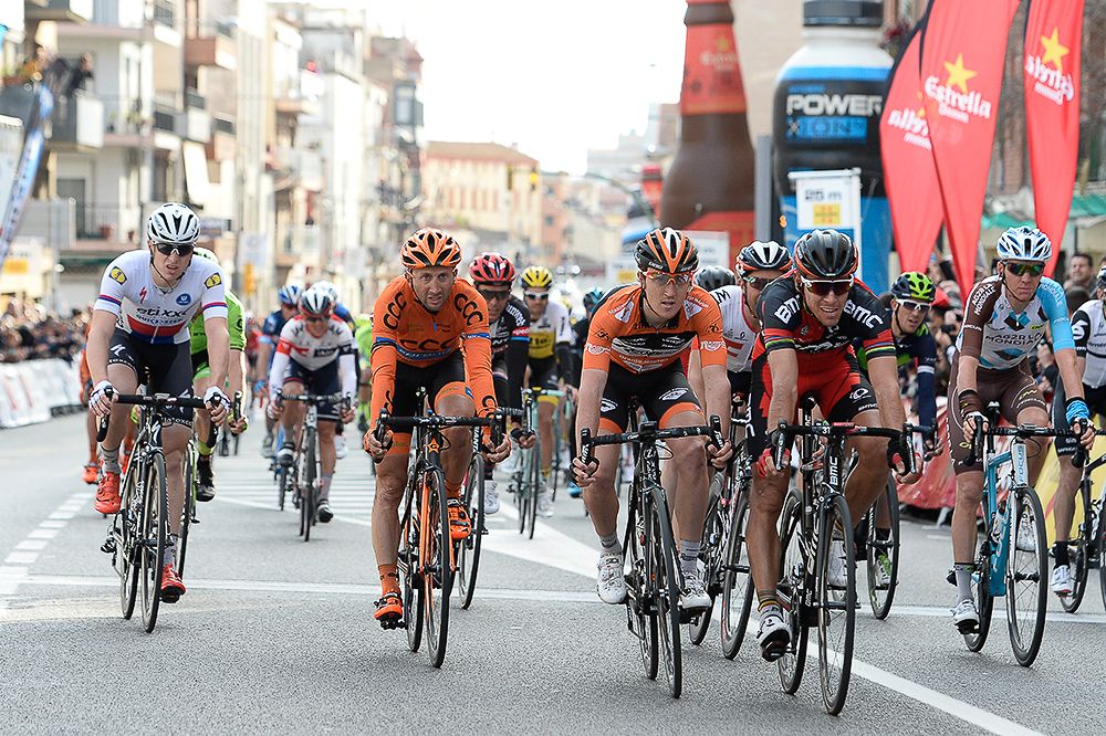 Philippe Gilbert crosses the line during stage at Catalunya