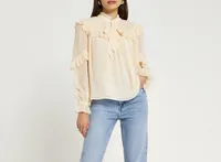 Cream Ruffled Tie Neck Blouse, was £32, now £25.60