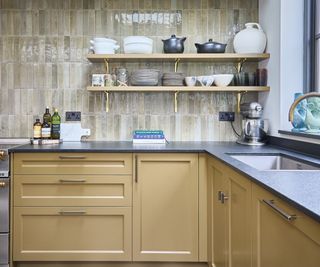 Neutral Kitchen with Black Countertops