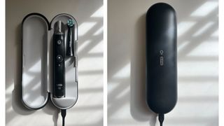 Grace Walsh's Oral-B iO10 in charging case, in views open and closed